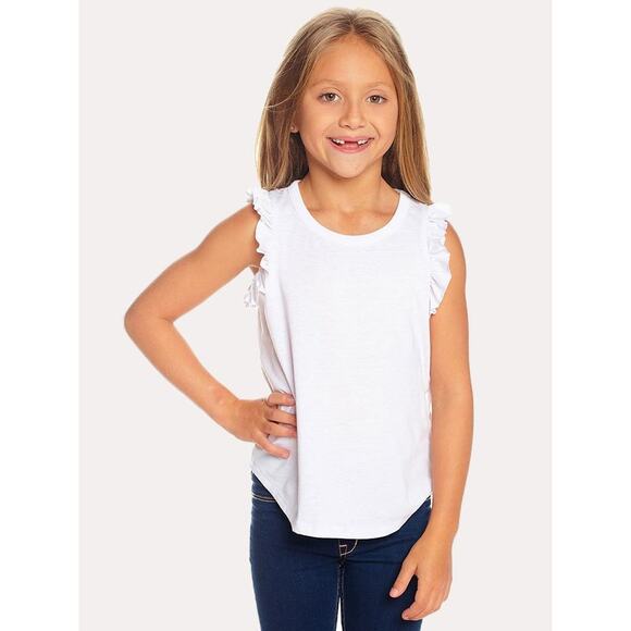 Chaser Girls’ Vintage Jersey Ruffle Sleeve Muscle Tee, Size 6 - Picture 1 of 8